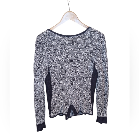 NIC+ZOE Linen Blend Textured Knit Cardigan Jacket Navy White Open Front Large - Picture 2 of 14